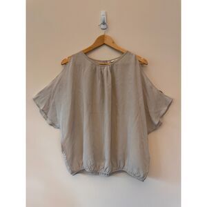 Joie Grey Silk Verrico Cold Shoulder Top Size Large